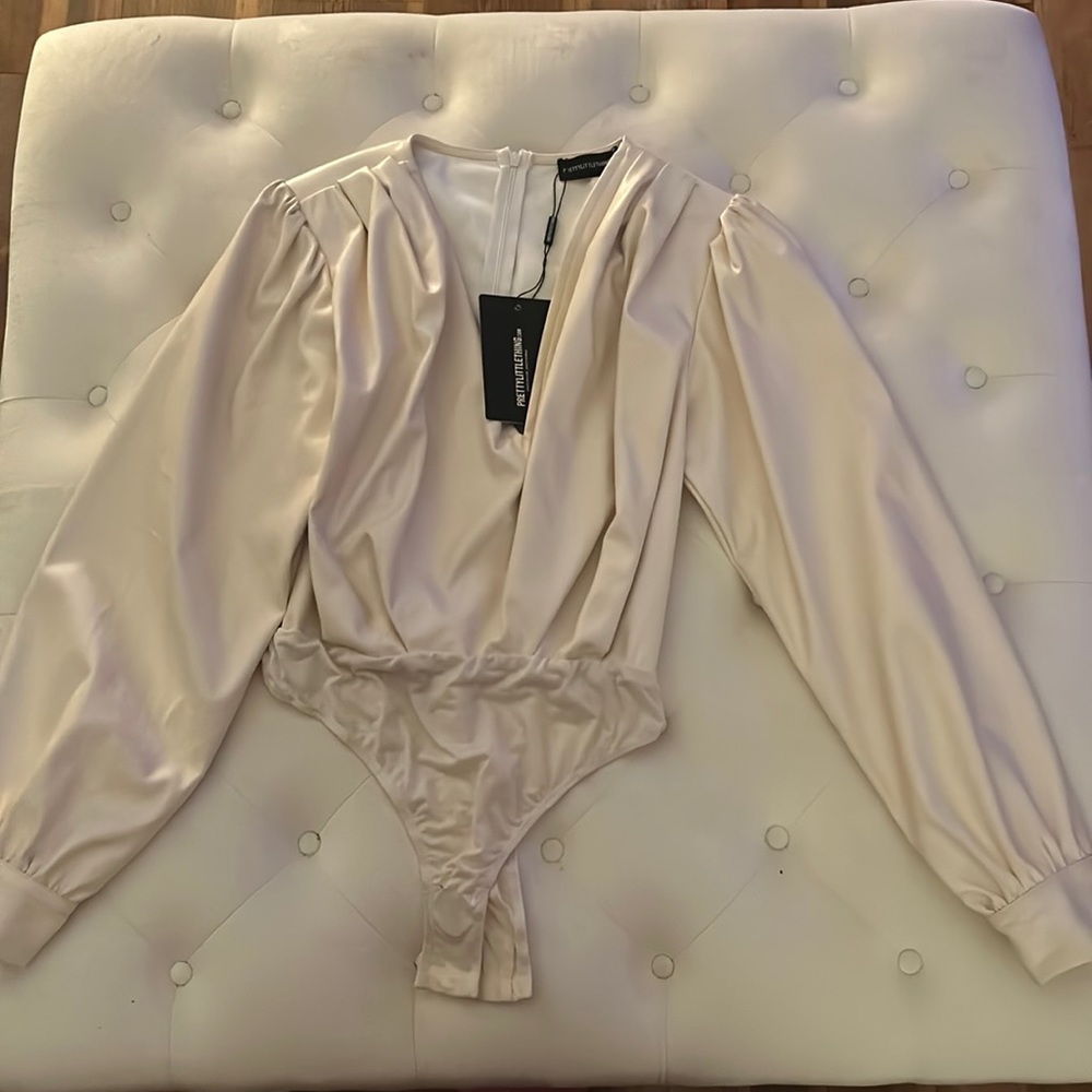 Pretty Little Thing leather blouse bodysuit